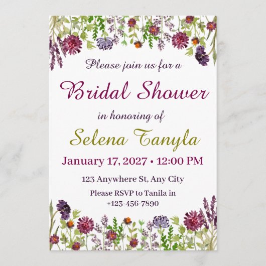 Garden Bridal Shower Invitation Card (Devant)