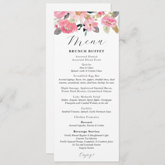 Garden Bridal Tea Party Menu (Voorkant / Achterkant)
