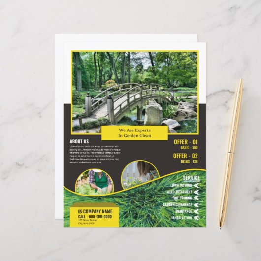 Garden Care Service Flyer Template (Voorkant / Achterkant in situ)