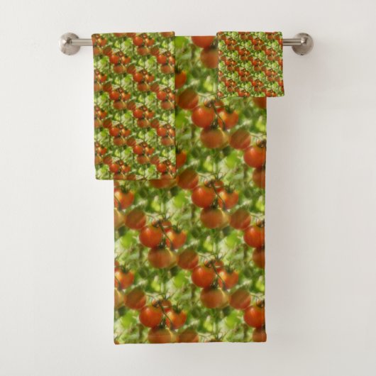 Garden Cherry Tomates Natuur Pattern Bad Handdoek (Insitu)