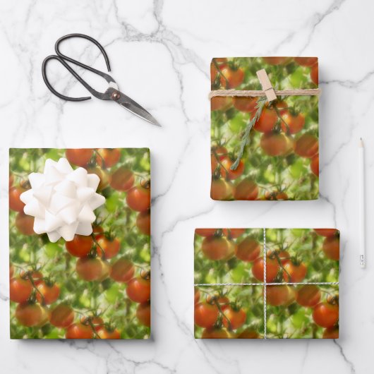 Garden Cherry Tomates Natuur Pattern   Inpakpapier Vel (Voorkant)