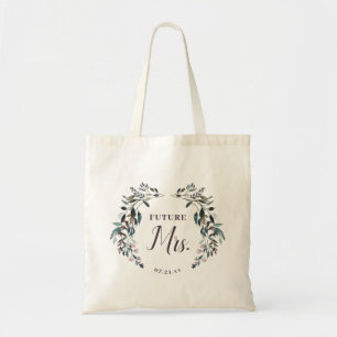 Garden Crest Bloemenbruid Toekomst Mrs Date Paarse Tote Bag