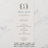 Garden Crest | Eggshell | Monogram bruiloft Menu (Voorkant)