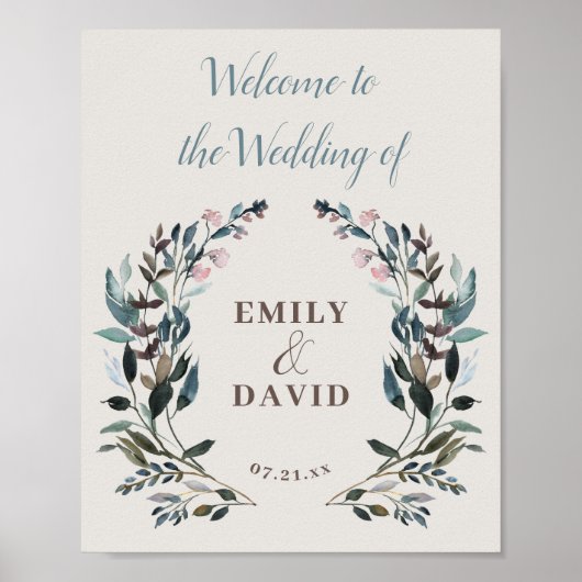 Garden Crest | Eggshell | Welkom bruiloft Poster (Voorkant)