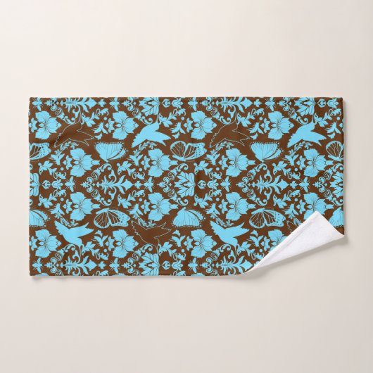 Garden Damask Brown en Turquoise Bad Handdoek (Handdoek)