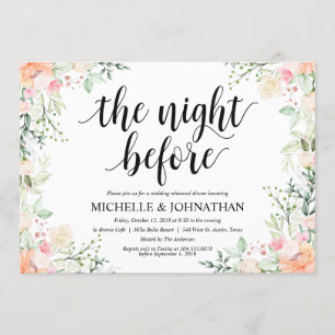 Garden Elegance Wedding Rehearsal Dinner Invites Kaart