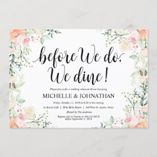 Garden Elegance Wedding Rehearsal Dinner Invites Kaart