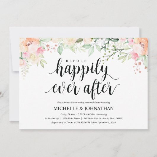 Garden Elegance Wedding Rehearsal Dinner Invites Kaart (Voorkant)