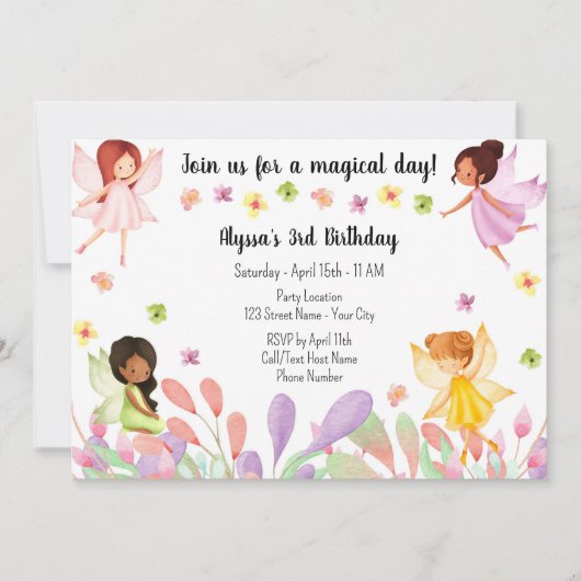 Garden Fairy Invitation d'anniversaire (Devant)