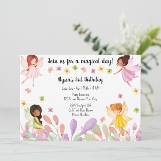 Garden Fairy Invitation d'anniversaire (Debout devant)