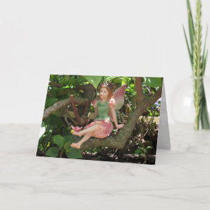 Garden Fairy on a Branch Birthday Kaart