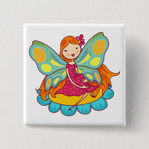 Garden Fairy Vierkante Button 5,1 Cm