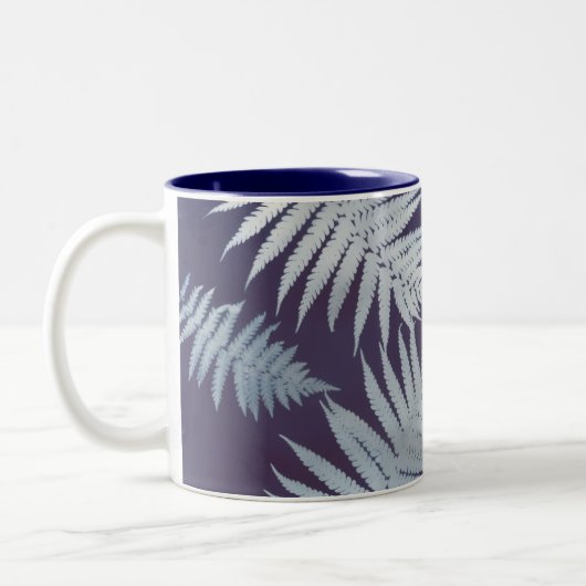 Garden Fern Blue Coffee Mug Tweekleurige Koffiemok (Links)