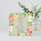Garden Floral Border verjaardagsfeestje uitnodigin Kaart (Staand voorkant)