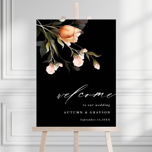 Garden Floral Bouquet Mariage noir Affiche de bien