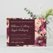 Garden Floral Burgundy Script calligraphy Wedding Kaart (Staand voorkant)