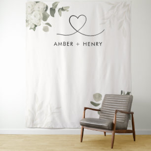 Garden Floral Heart Wedding Foto Achtergrond Wandkleed