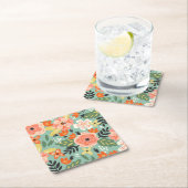 Garden Floral Pattern Vierkante Kartonnen Onderzetter (Insitu)