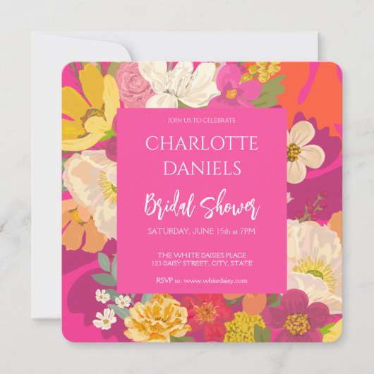 Garden Floral Pink Vrijgezellenfeest Kaart (Voorkant)