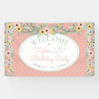 Garden Floral Pink | Yellow Bouquet Birthday Party Spandoek