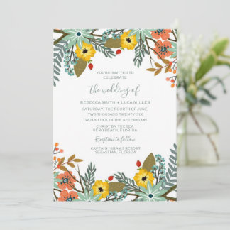 Garden Floral Wedding Invitation Kaart