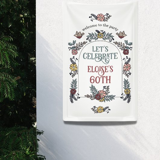 Garden Flower Arch Welkom Verjaardagsfeest Spandoek