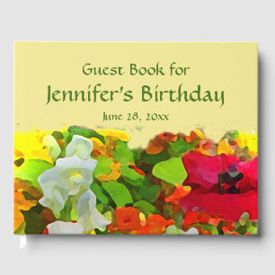 Garden Flowers Floral Birthday Party Guest Book Gastenboek