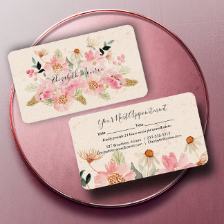 Garden Flowers Hair Stylist Salon Makeup Afsprakenkaartje