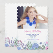 Garden Flowers Photo Invitation Kaart (Voorkant / Achterkant)