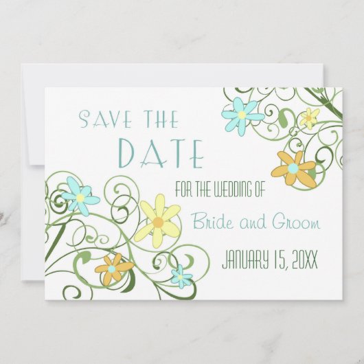 Garden Flowers Save the Date Wedding Card (Voorkant)