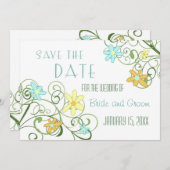 Garden Flowers Save the Date Wedding Card (Voorkant / Achterkant)