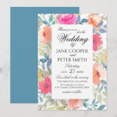 Garden flowers watercolours Wedding Invitation (Devant / Derrière)