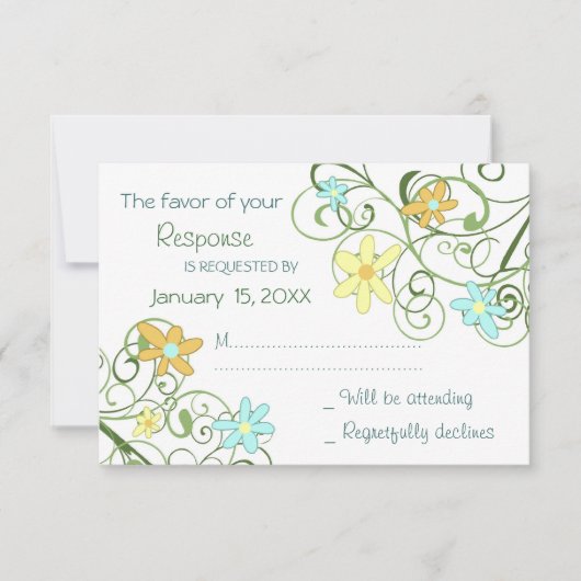 Garden Flowers Wedding RSVP Card (Voorkant)