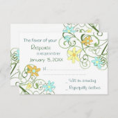 Garden Flowers Wedding RSVP Card (Voorkant / Achterkant)