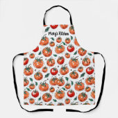 Garden Fresh Tomato Patroon met naam Schort (Voorkant)