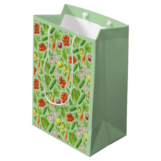 Garden-Fresh Veggies Gift Bag — Medium | Green Medium Cadeauzakje (Achterkant Gekanteld)