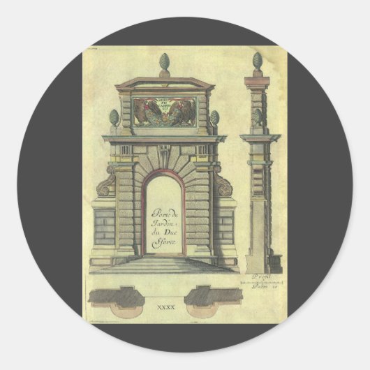 Garden Gate Arch, renaissance Architecture Ronde Sticker (Voorkant)