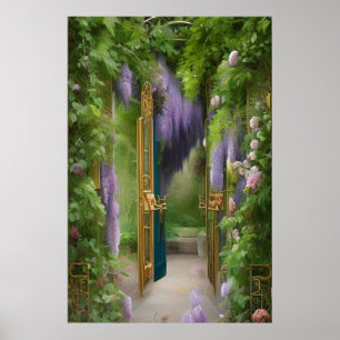 Garden Gate en Wisteria Poster