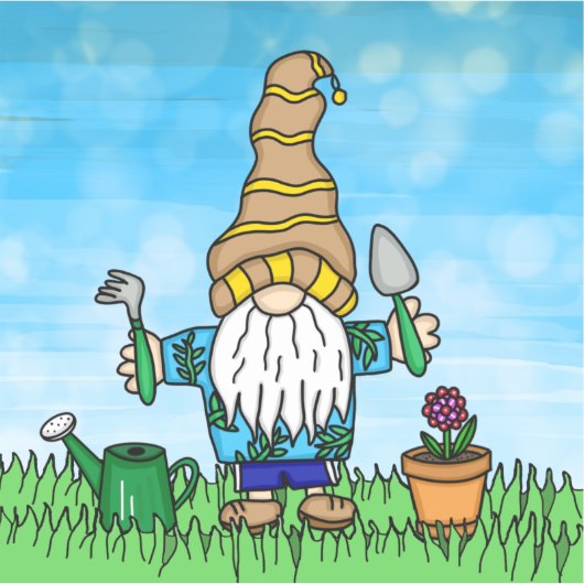 Garden Gnome Cute Hand getekend Sticker (Voorkant)