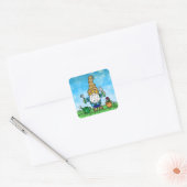 Garden Gnome Cute Hand getekend Vierkante Sticker (Envelop)