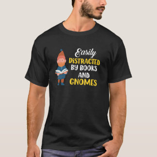 Garden Gnome Easily Distracted By Books Gnomes Boo T-shirt