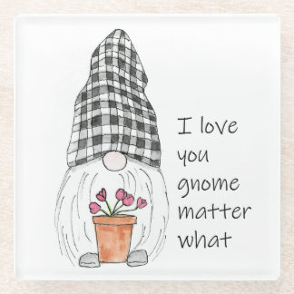 Garden Gnome Ik hou van jou. Glazen Onderzetter