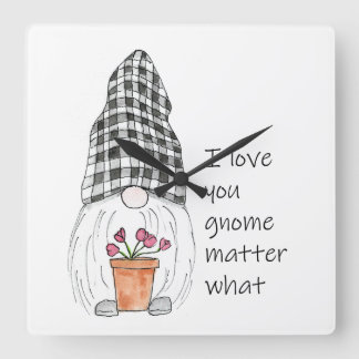 Garden Gnome Ik hou van jou. Vierkante Klok