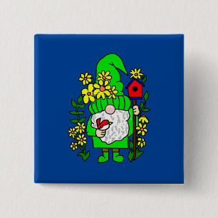 Garden Gnome Vierkante Button 5,1 Cm