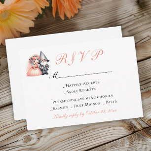 Garden Gnome Wedding RSVP Oranje Woodland Summer Kaartje