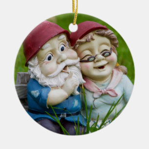 Garden Gnomen Couple Ornament Round