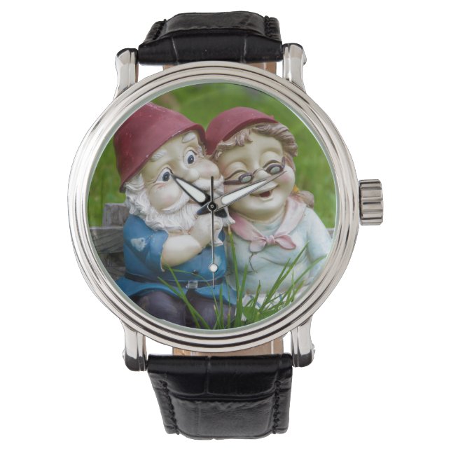 Garden Gnomes Couple Horloge (Voorkant)