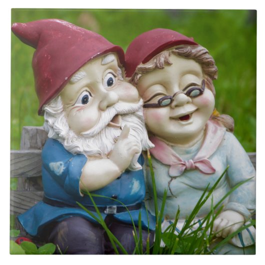 Garden Gnomes Couple Tegeltje (Voorkant)