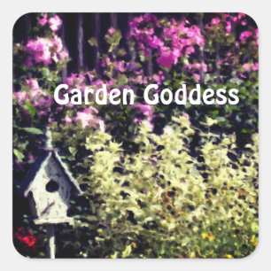 Garden Goddess Flower Garden Cute Vierkante Sticker
