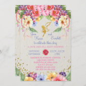 Garden Golden Fairy Baby shower Invitation (Devant / Derrière)
